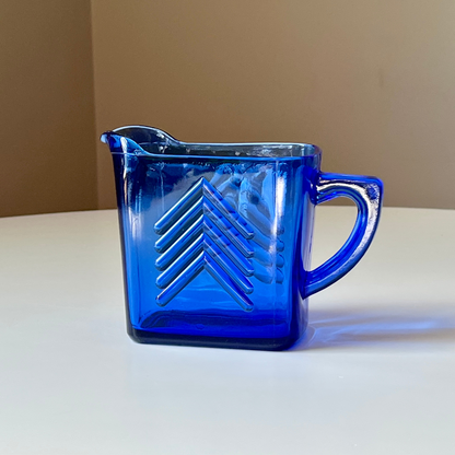 Cobalt Blue Chevron Pattern Creamer by Hazel Atlas