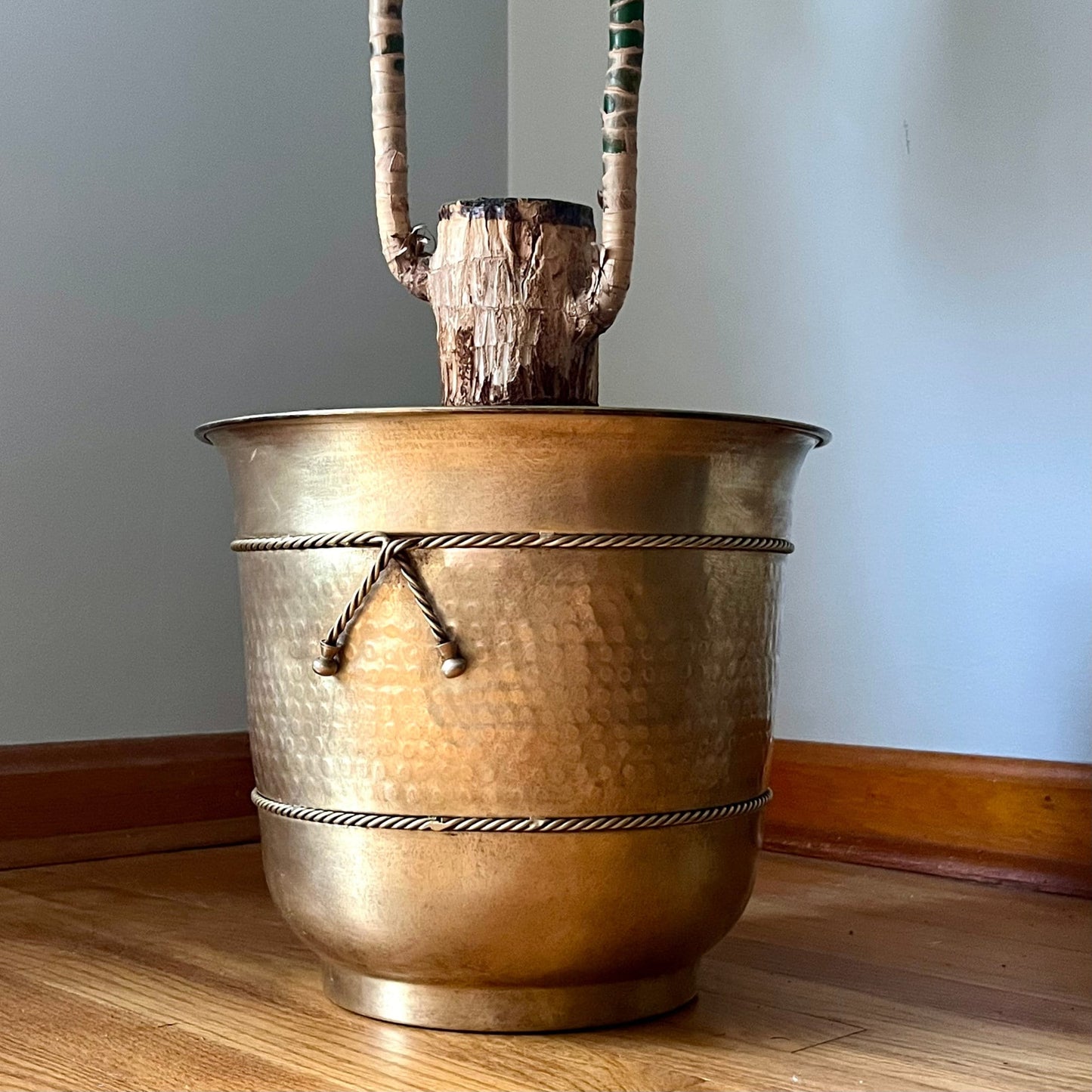 Large Solid Indian Brass Planter Pot