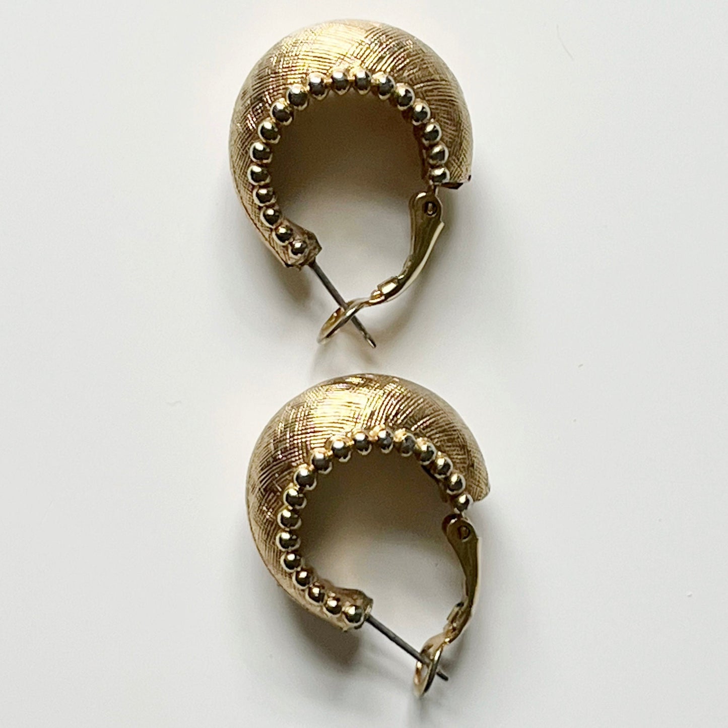 Vintage 1960s Trifari Gold Plated Hoop Earrings