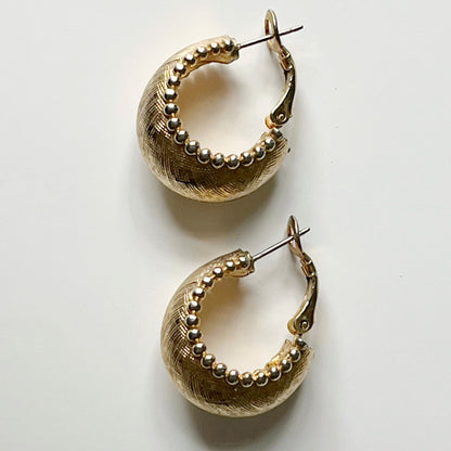 Vintage 1960s Trifari Gold Plated Hoop Earrings