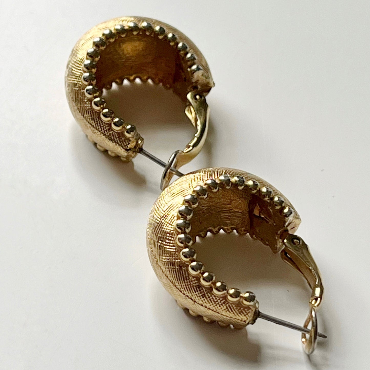 Vintage 1960s Trifari Gold Plated Hoop Earrings