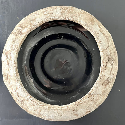 Large Circular Aged Concrete Vase