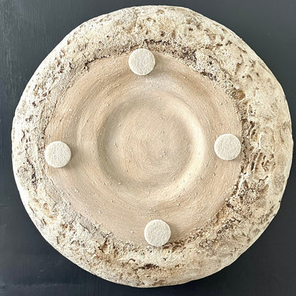 Large Circular Aged Concrete Vase