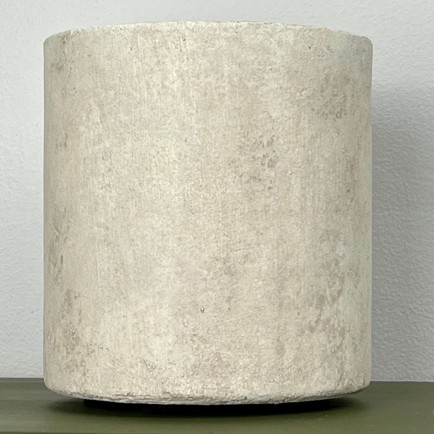 Wide Cylindrical Vase with Faux Stone Finish