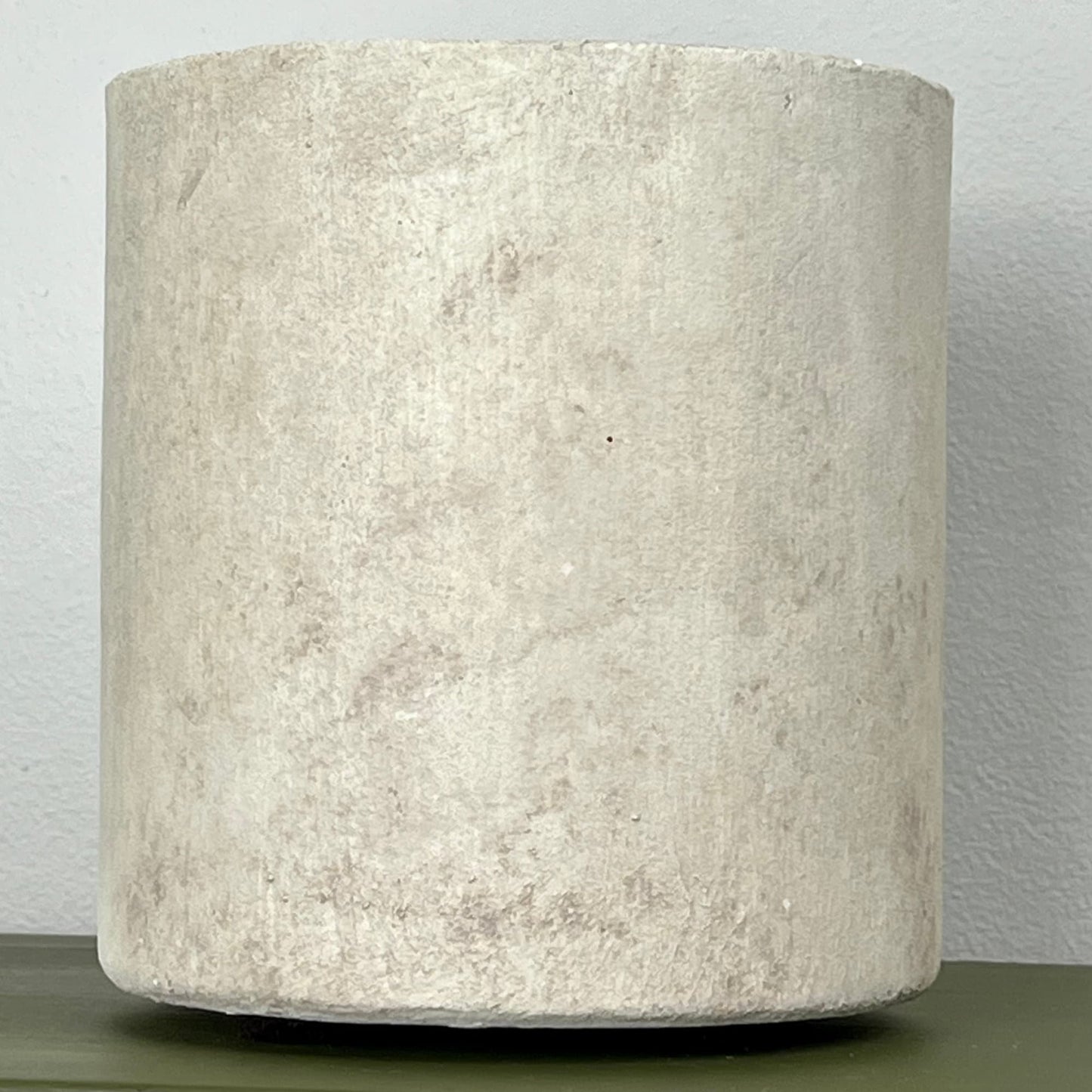 Wide Cylindrical Vase with Faux Stone Finish