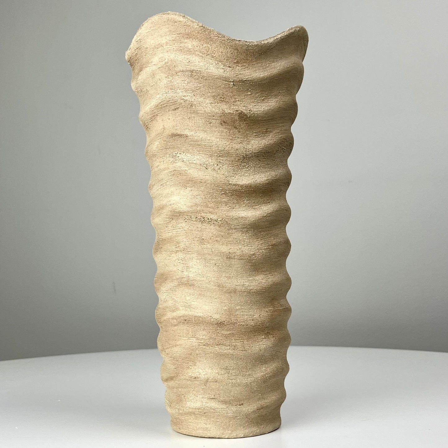 Textured Vase with Raised Ribbed Design