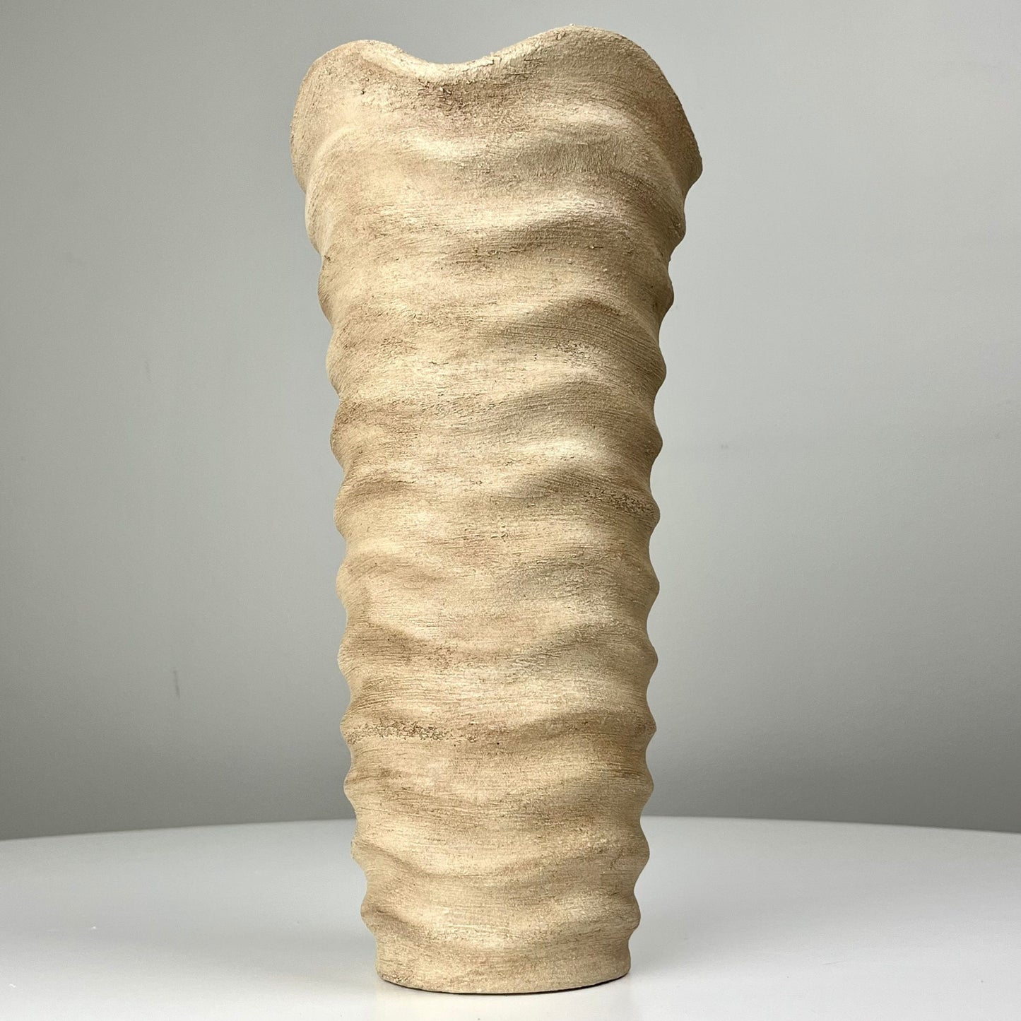 Textured Vase with Raised Ribbed Design