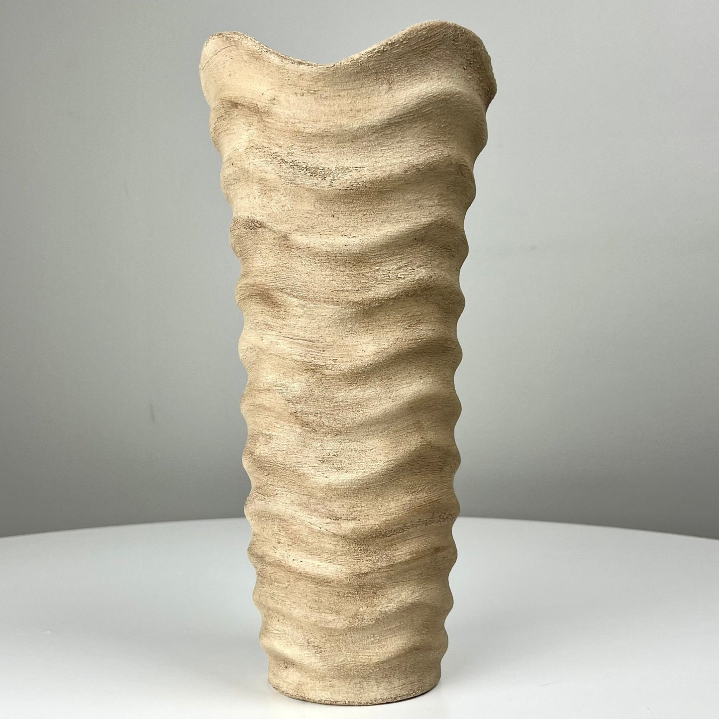 Textured Vase with Raised Ribbed Design