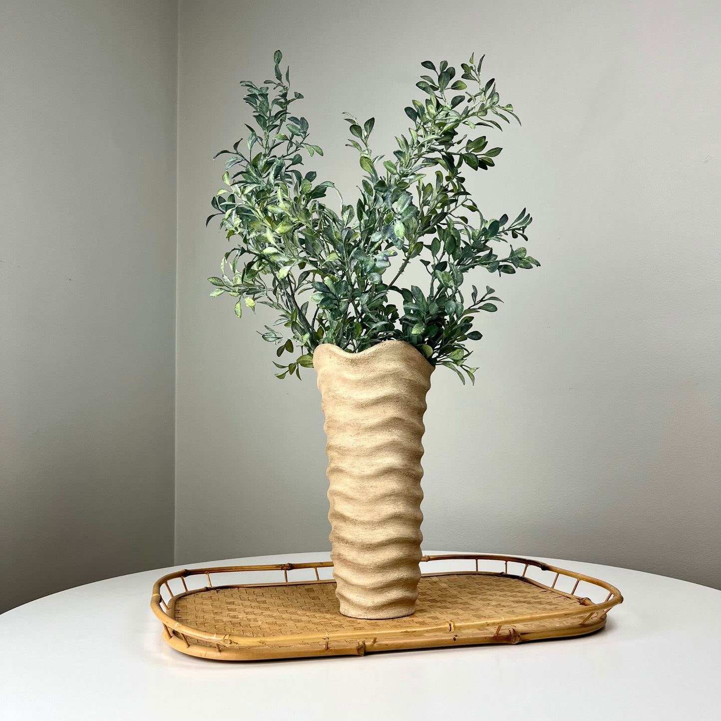 Textured Vase with Raised Ribbed Design