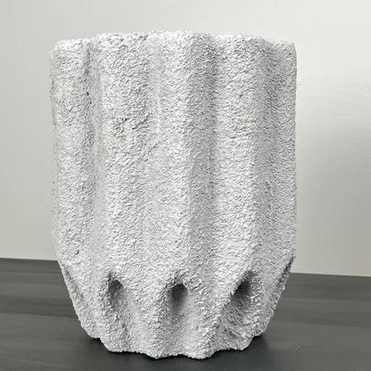 Modernist Gray Textured Vase with Unique Shape