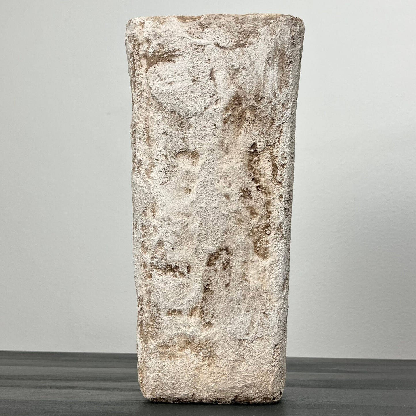 Textured Cream Concrete Vase with Square Shape