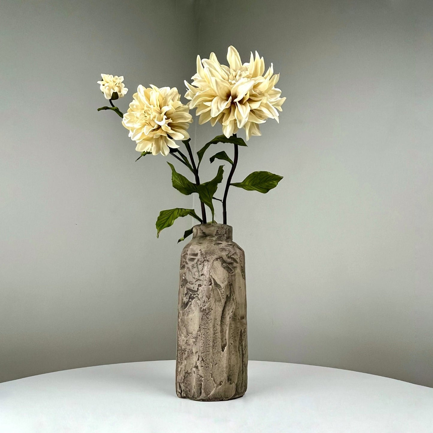 Large Textured Concrete Vase with Slender Neck