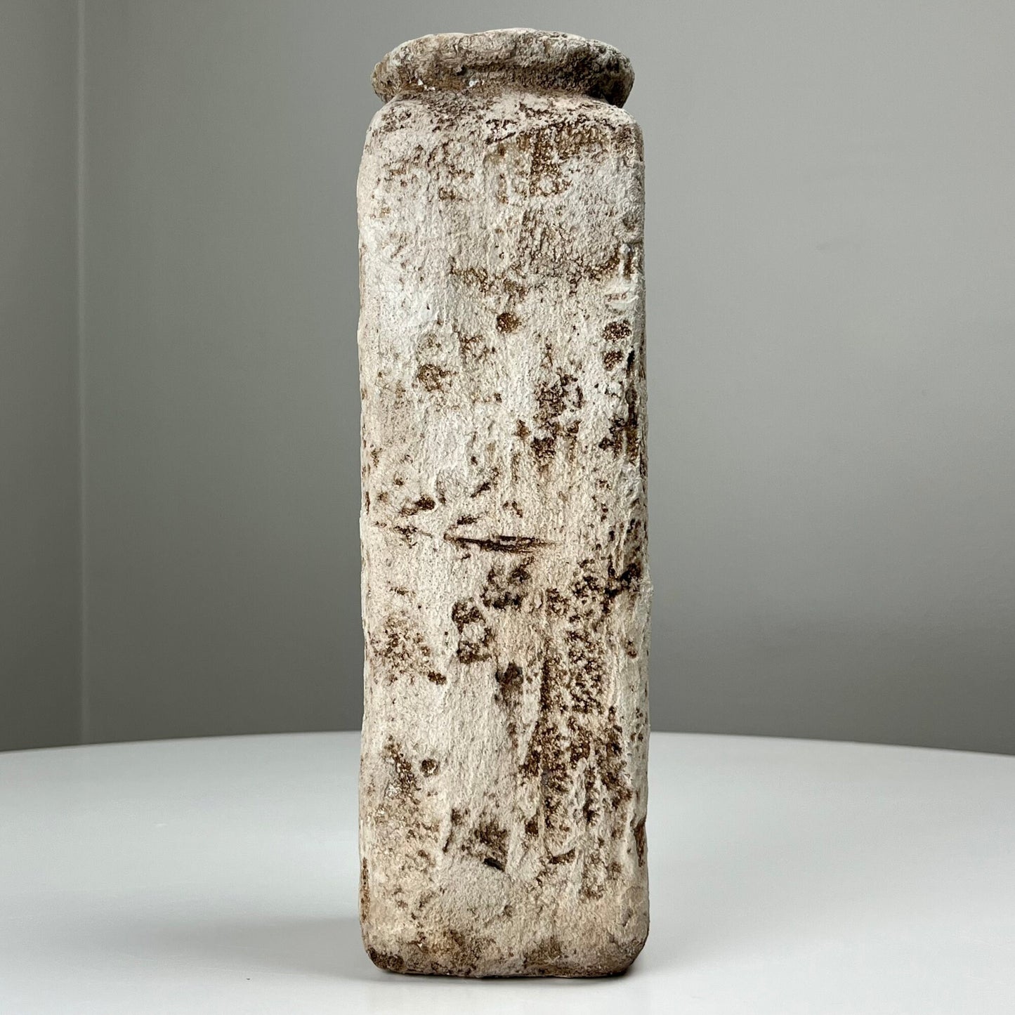 Cream Aged Textured Concrete Vase with Circular Rim