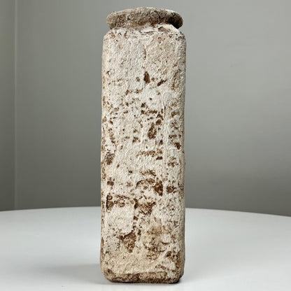 Cream Aged Textured Concrete Vase with Circular Rim