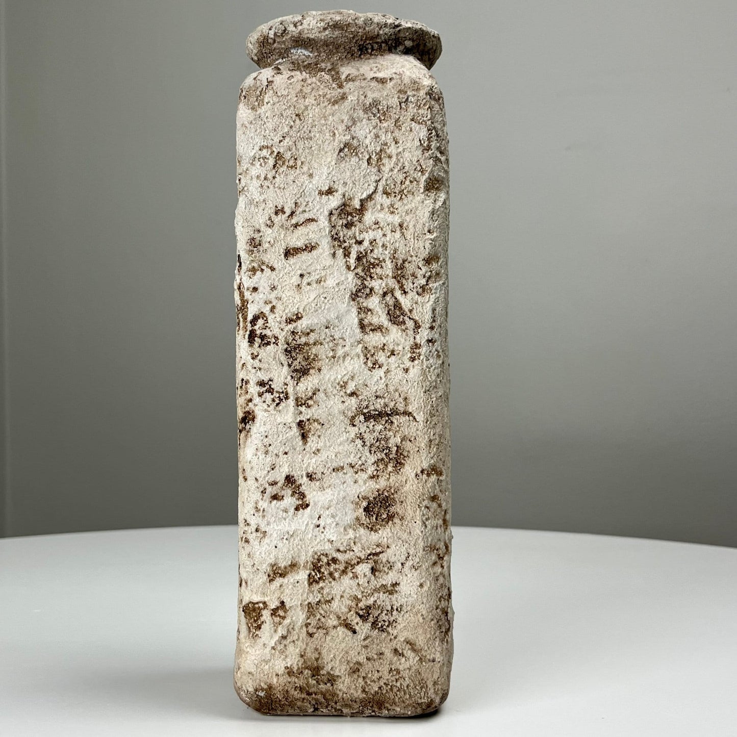 Cream Aged Textured Concrete Vase with Circular Rim