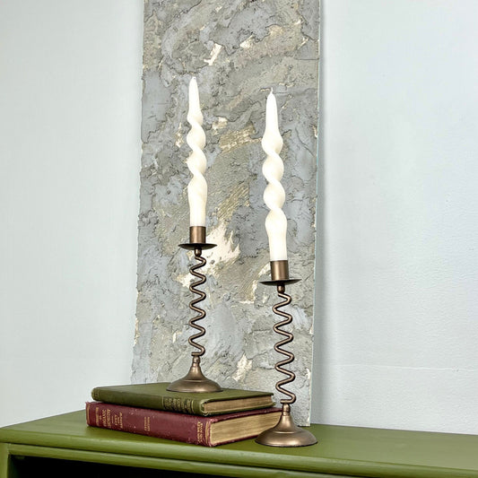 Bronze Candle Holders with Zig Zag Design