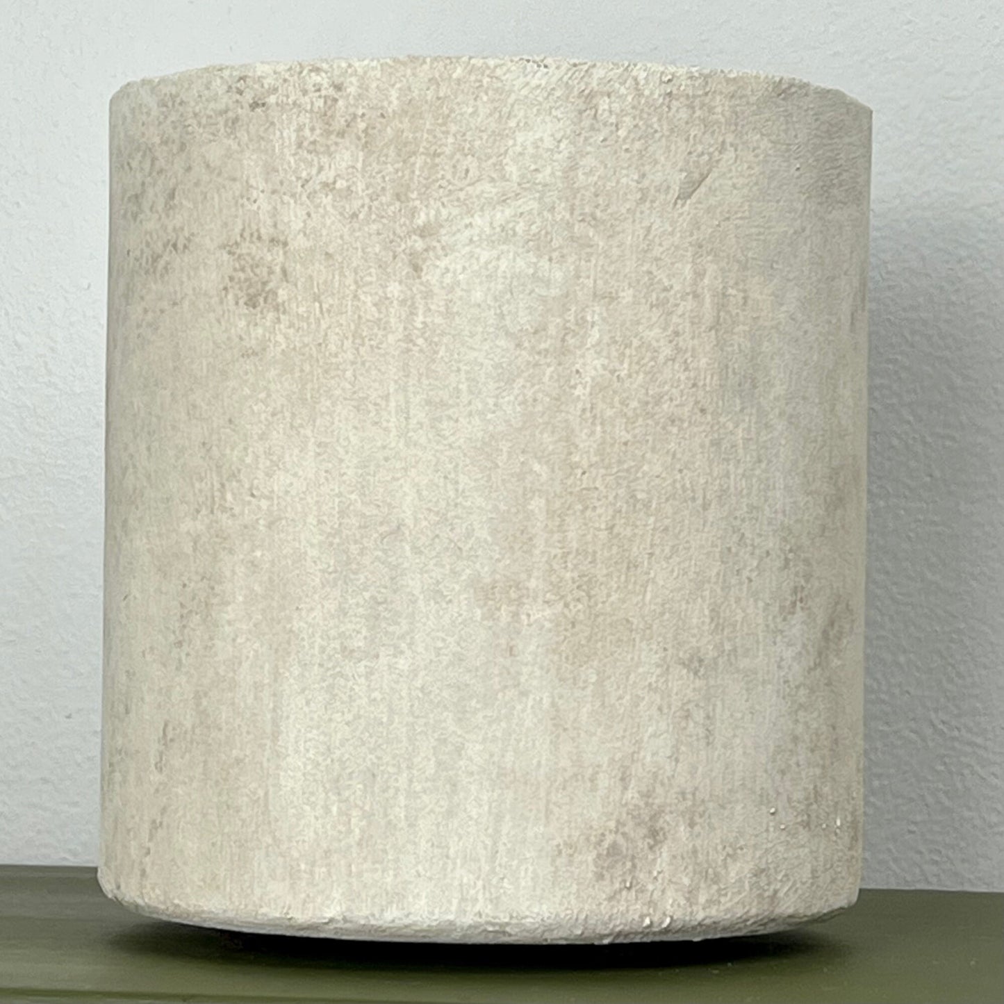 Wide Cylindrical Vase with Faux Stone Finish