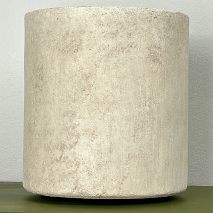 Wide Cylindrical Vase with Faux Stone Finish