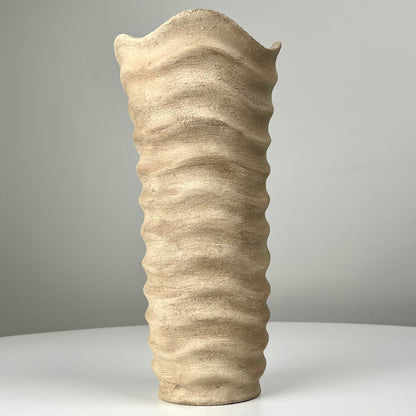 Textured Vase with Raised Ribbed Design