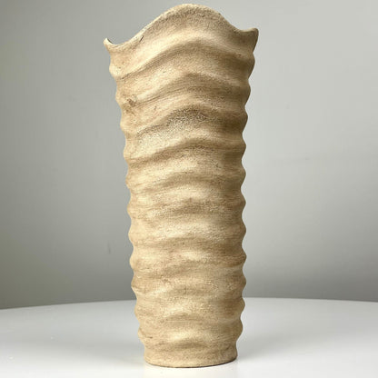 Textured Vase with Raised Ribbed Design