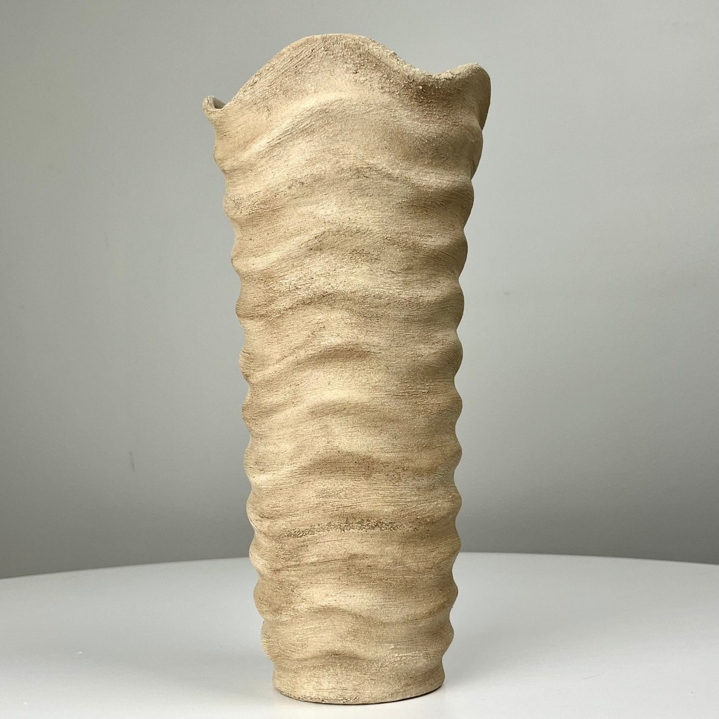 Textured Vase with Raised Ribbed Design