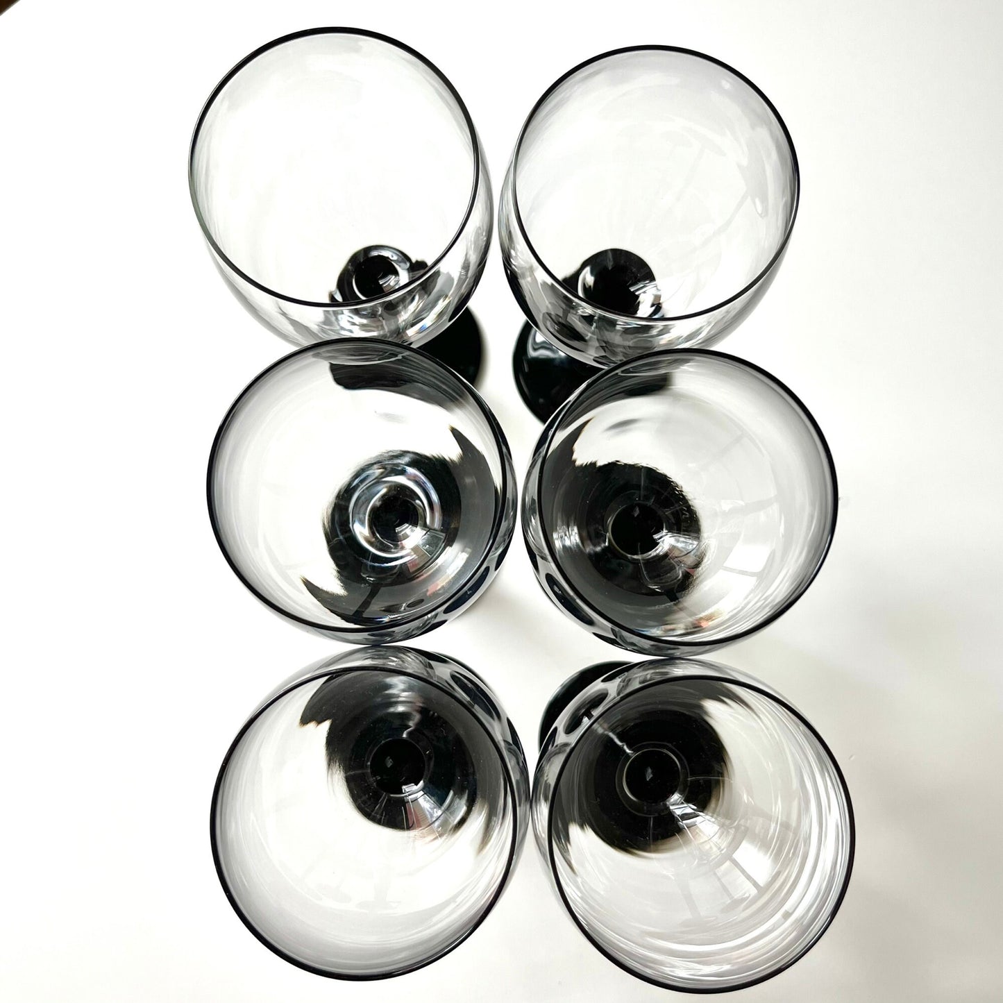 French Black Stem Wine Glasses By Luminarc