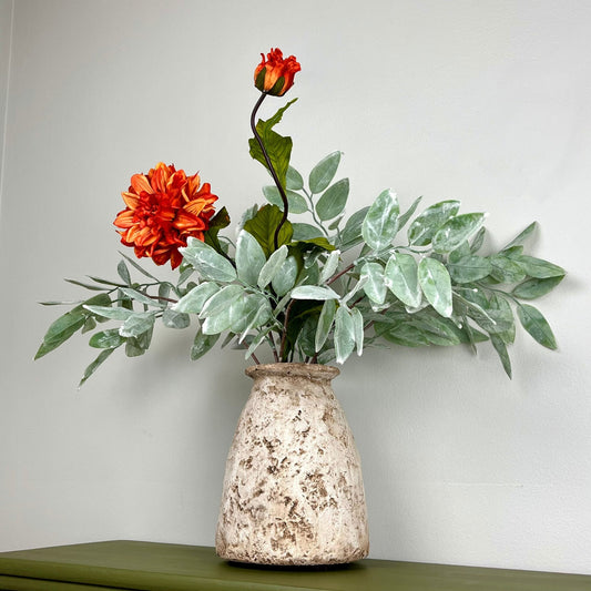 Aged Concrete Vase with Narrow Bottleneck