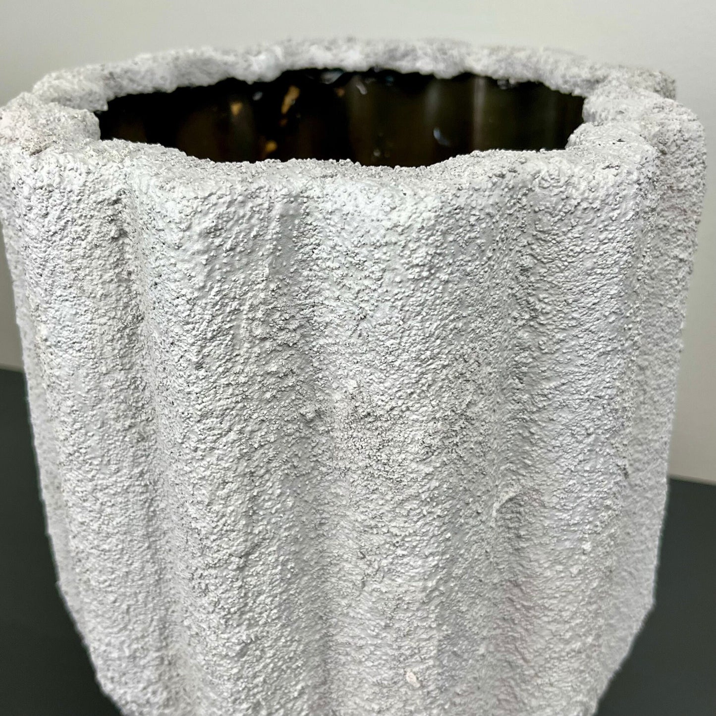 Modernist Gray Textured Vase with Unique Shape