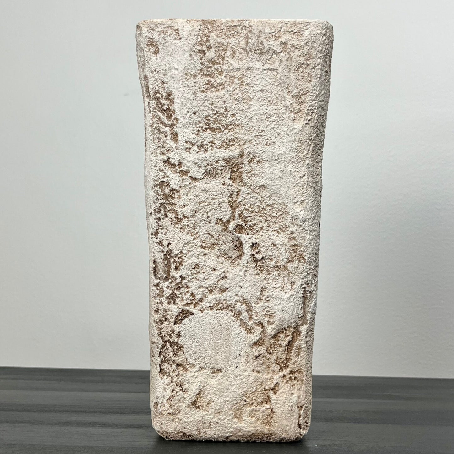 Textured Cream Concrete Vase with Square Shape