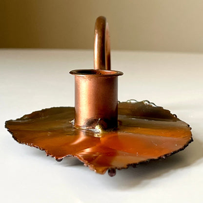 Copper Color Leaf Shaped Chamberstick Holder