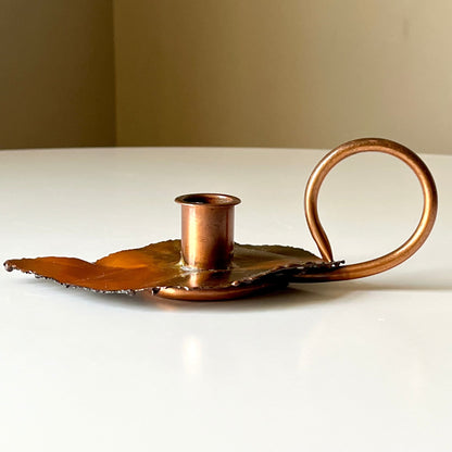 Copper Color Leaf Shaped Chamberstick Holder