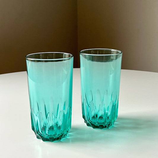 French Aquamarine Glass Tumblers (Set of 6)