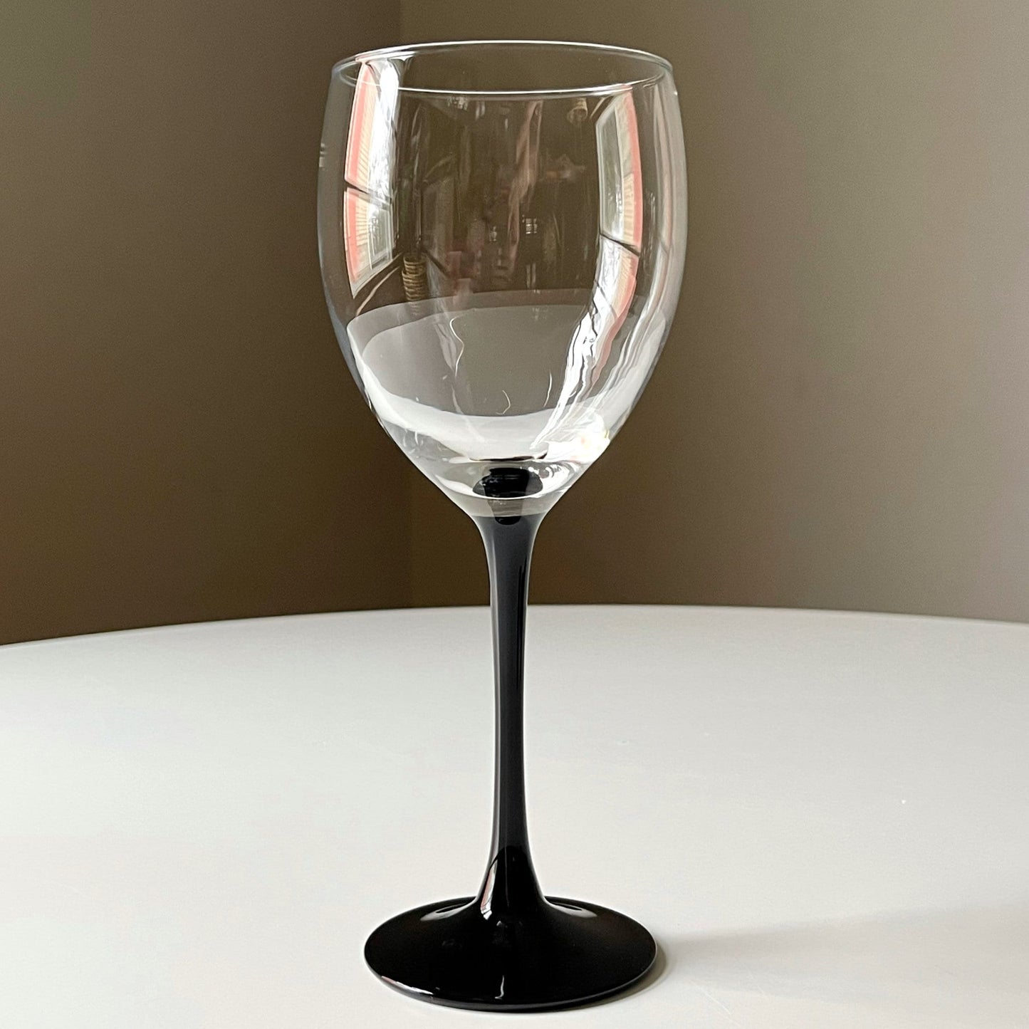 French Black Stem Wine Glasses By Luminarc