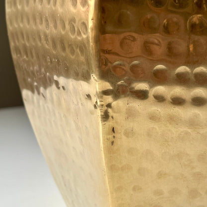 Hammered Brass Vase with Geometric Shape