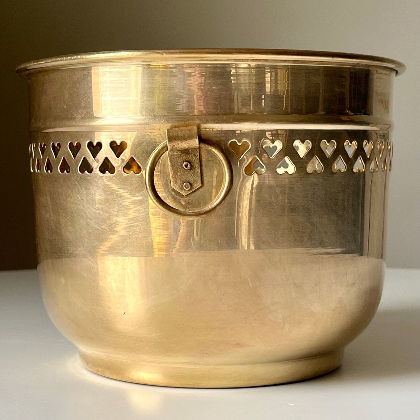 Indian Brass Cachepot with Decorative Handles