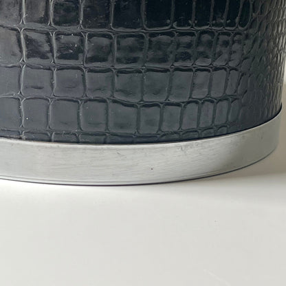 Faux Alligator Leather and Chrome Ice Bucket