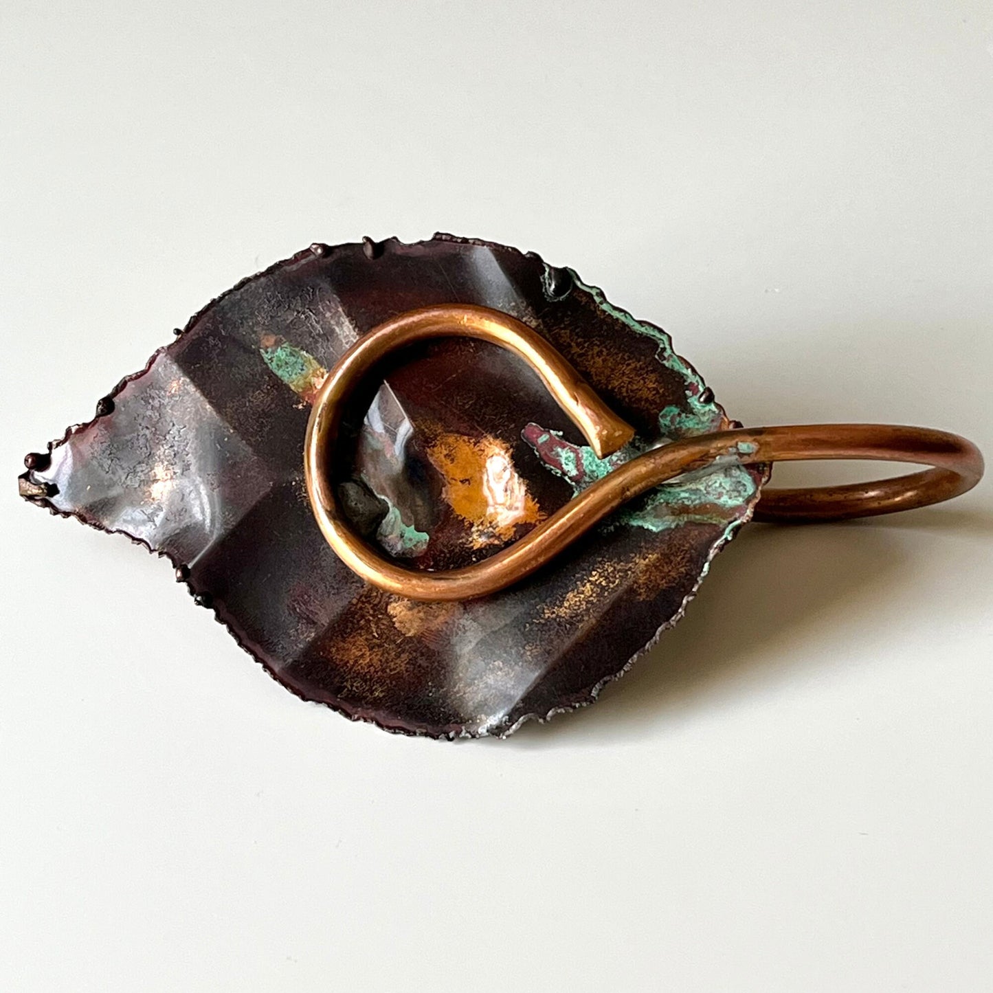 Copper Color Leaf Shaped Chamberstick Holder