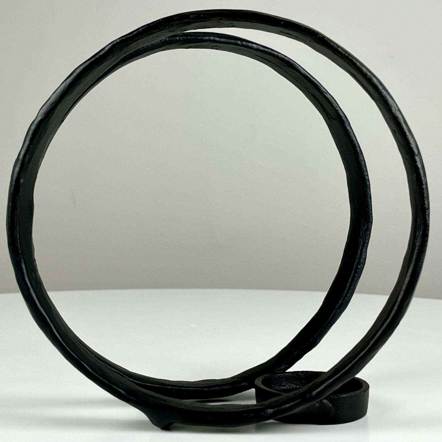 Black Metal Circular Candle Holder Sculpture