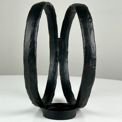 Black Metal Circular Candle Holder Sculpture