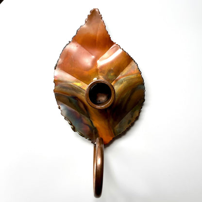 Copper Color Leaf Shaped Chamberstick Holder