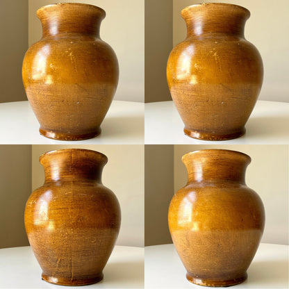 Large Ceramic Italian Vase with Brown Glazed Finish