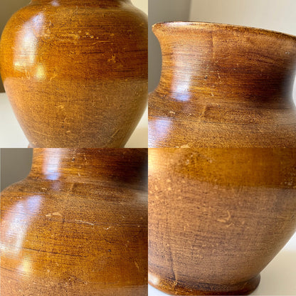 Large Ceramic Italian Vase with Brown Glazed Finish