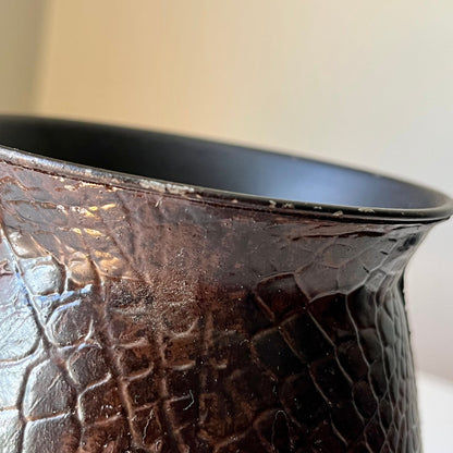 Sleek Faux Alligator Leather Vase