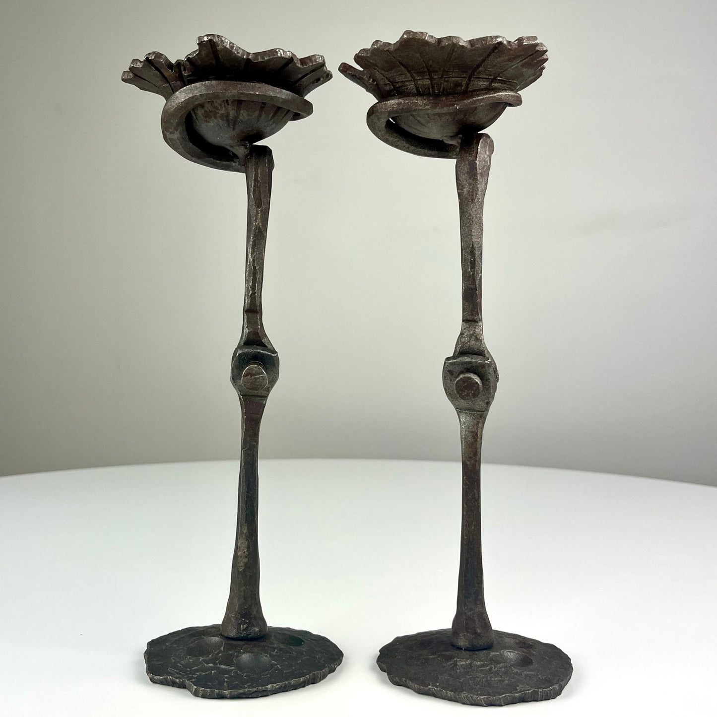 Hand Forged Industrial Flower Shaped Candle Holders