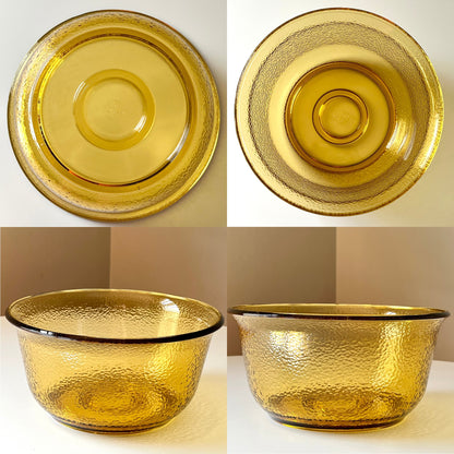 Textured Amber Glass Mixing Bowl