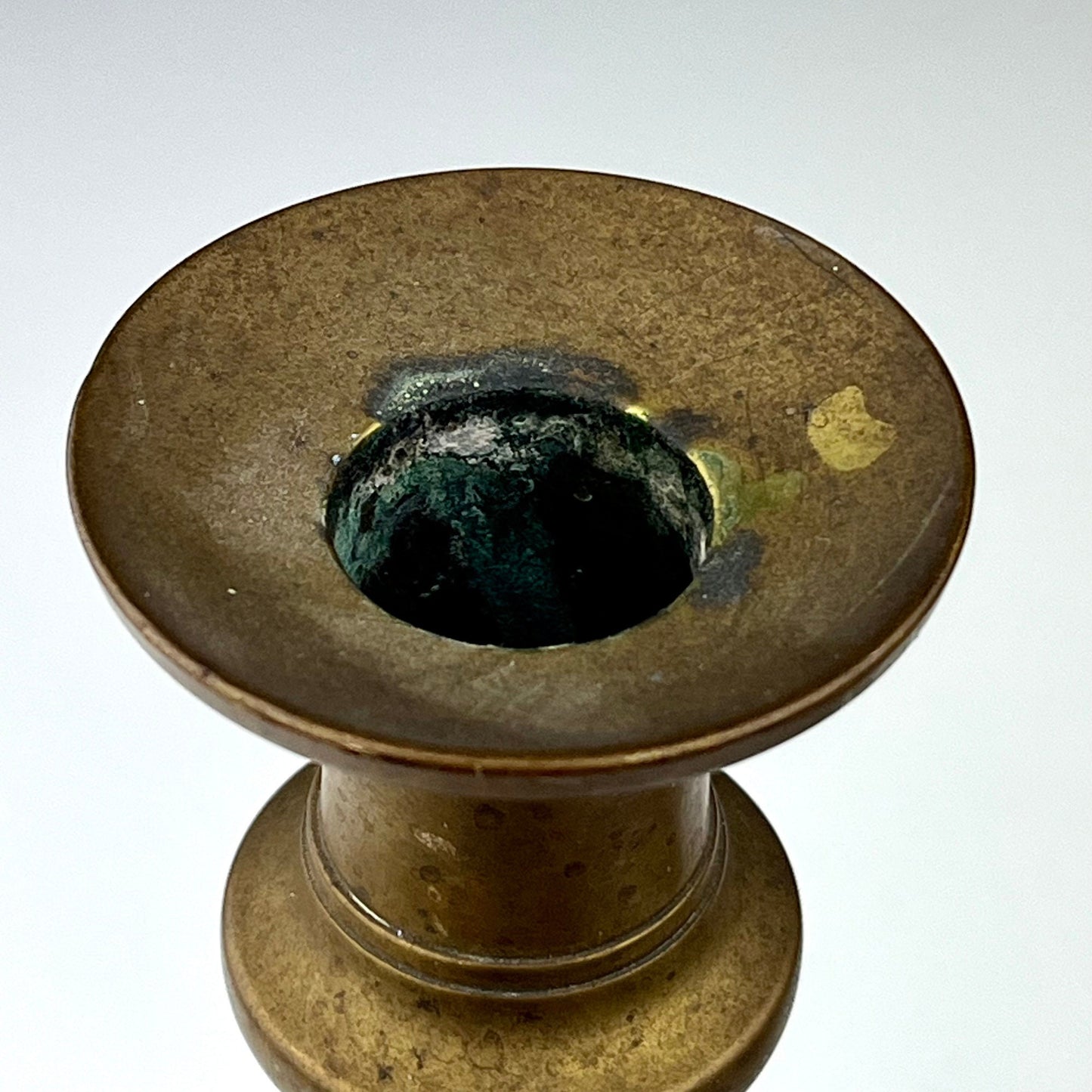 Aged Tapered Metal Candlestick Holders