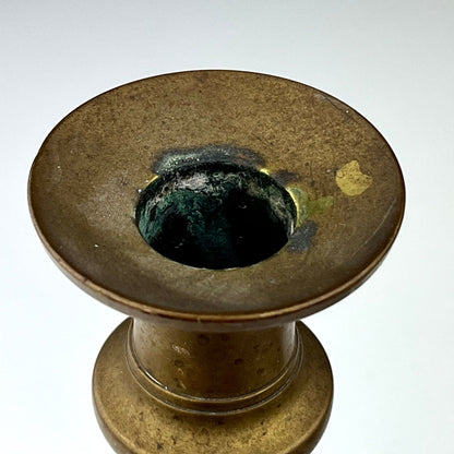 Aged Tapered Metal Candlestick Holders