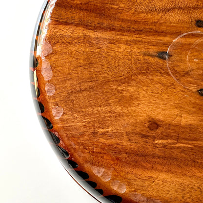 Handcrafted Mesquite Bowl with Intricate Floral Design