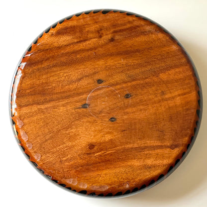 Handcrafted Mesquite Bowl with Intricate Floral Design