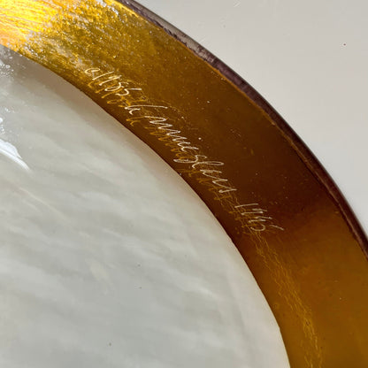 Clear Glass Oval Serving Plate with Thick Gold Rim